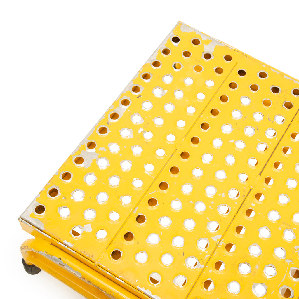 Distressed Safety Yellow Perforated Steel Step Stool