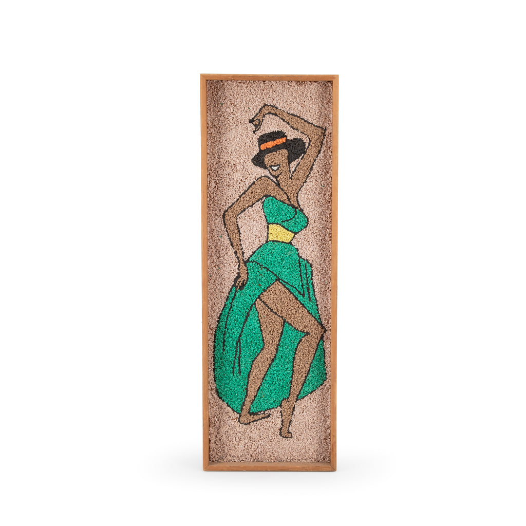 Wood Framed Green Dancer Art