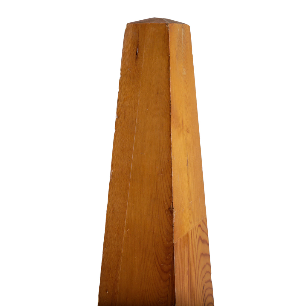 Wood Tapered Obelisk Sculpture with Sphere Accents