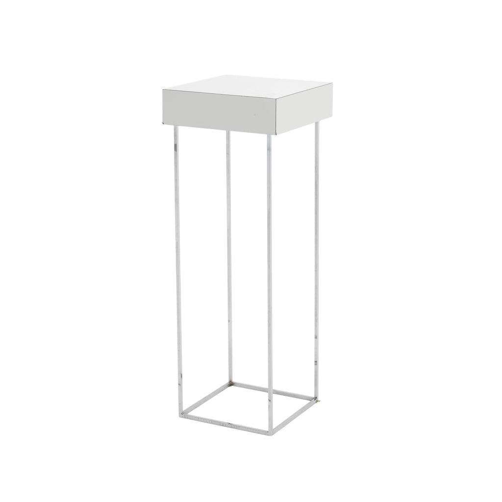 White Laminate Top Chrome Pedestal Table
