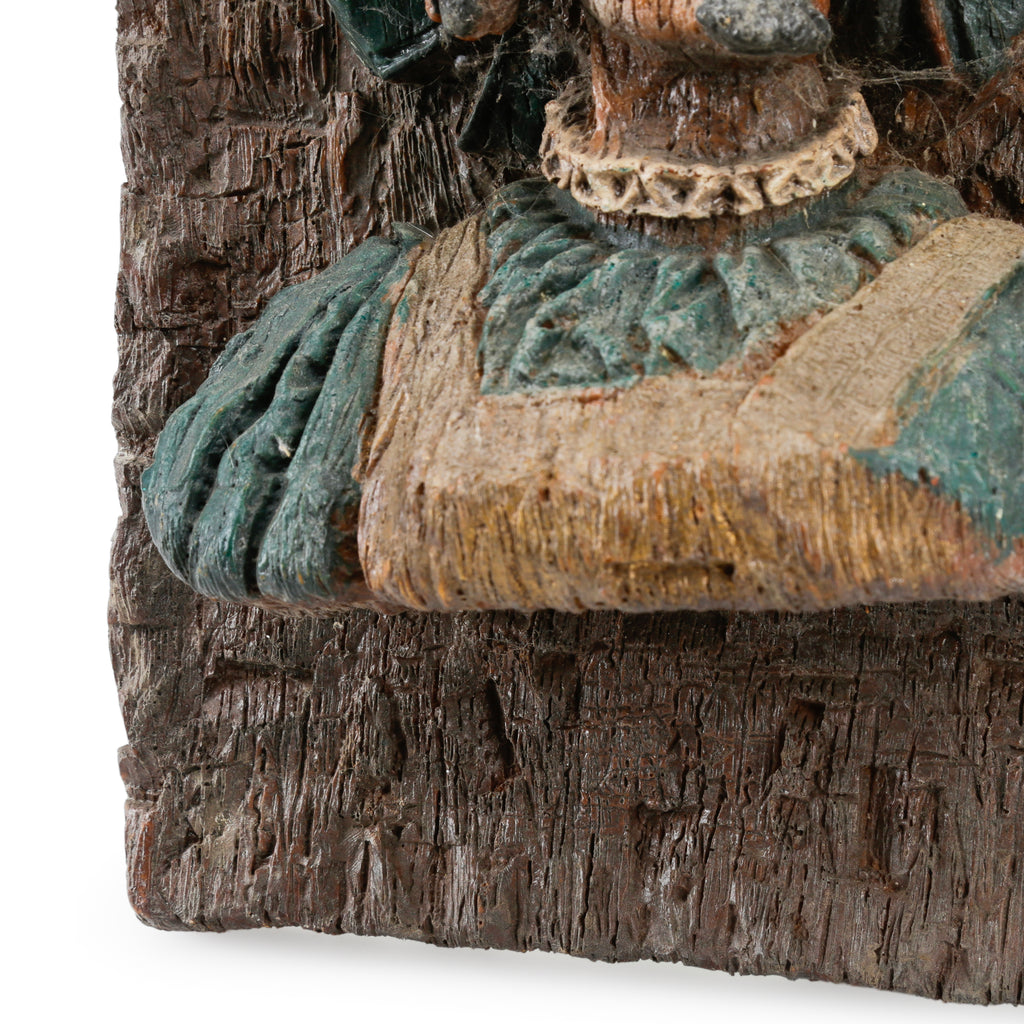 Rustic Carved & Painted Wood Bust Wall Hanging of a Man