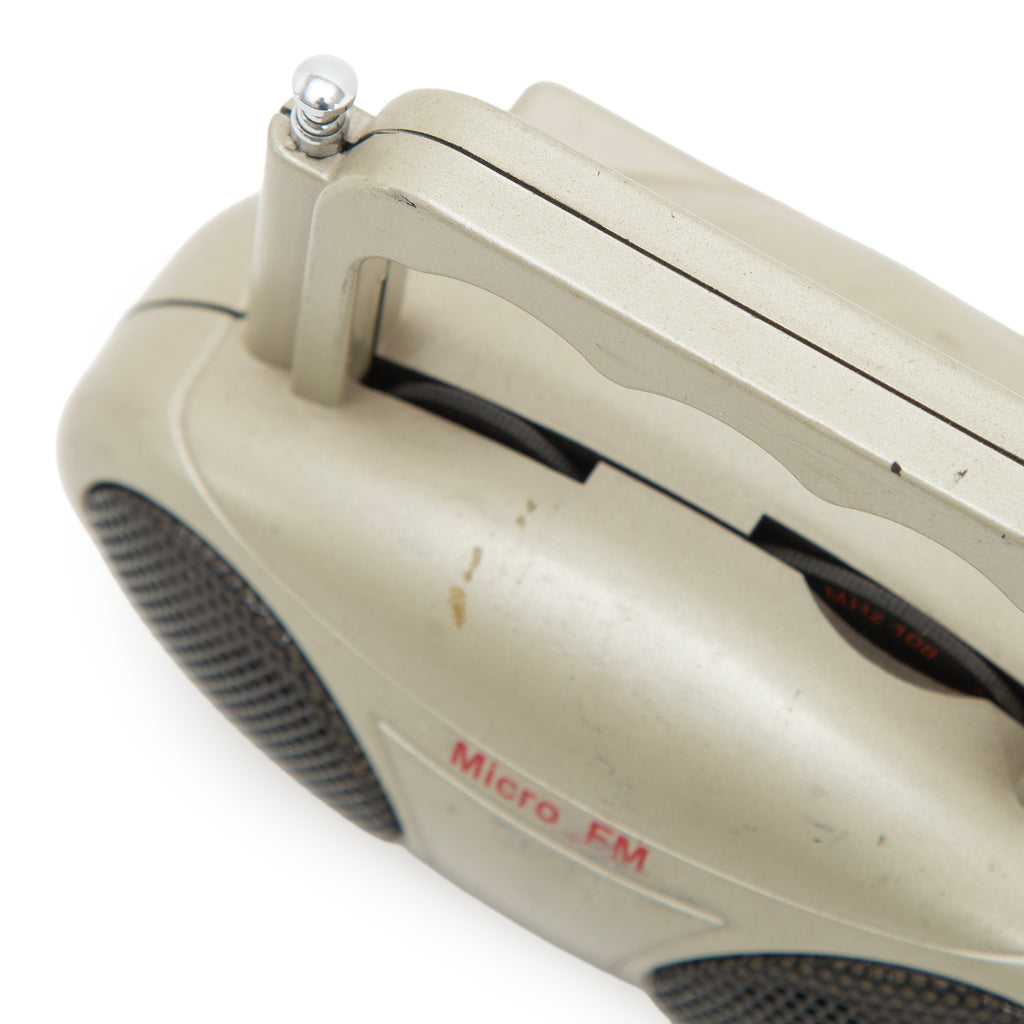 Beige Plastic Portable Micro FM Boombox Radio with Handle
