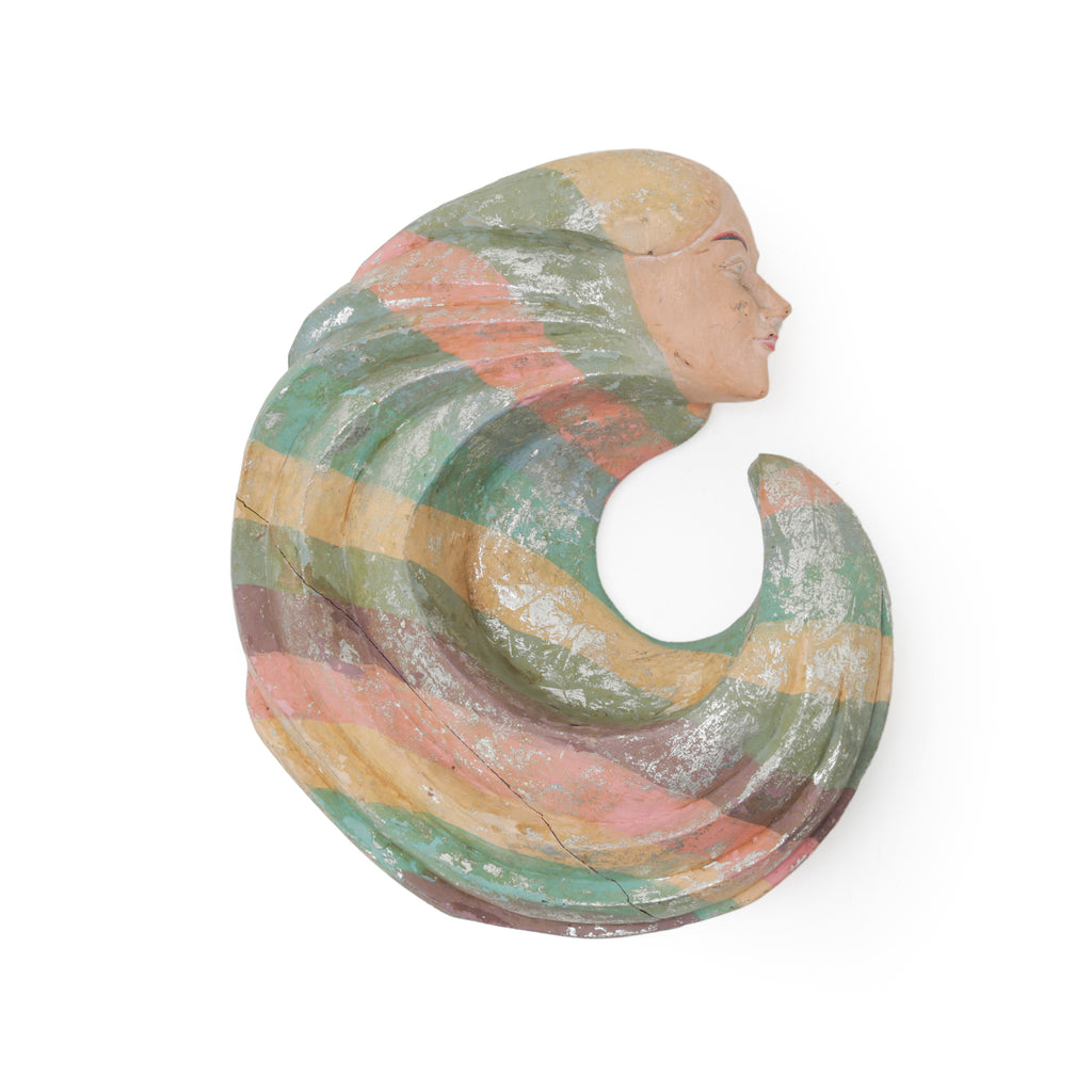 Striped Painted Ceramic Stylized Female Profile