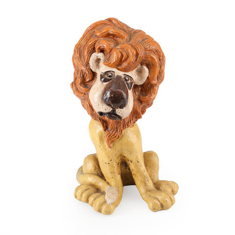 Orange & Yellow Ceramic Lion Figurine