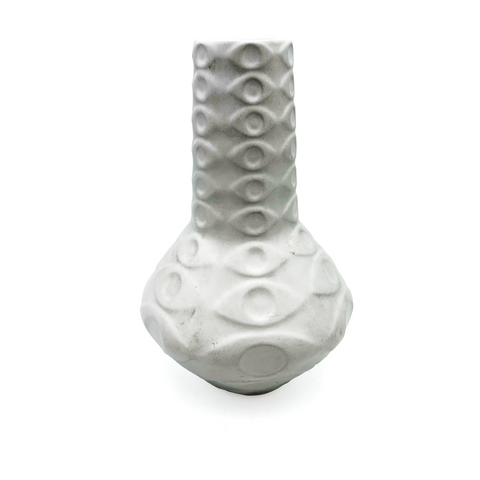 Distressed White Ceramic Eye Vase