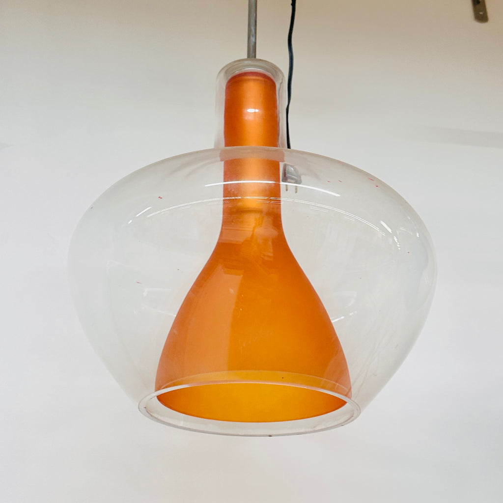 Clear Glass and Orange Glass Pendant Light