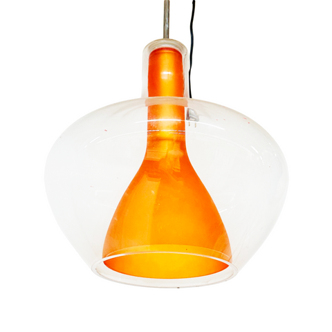 Clear Glass and Orange Glass Pendant Light