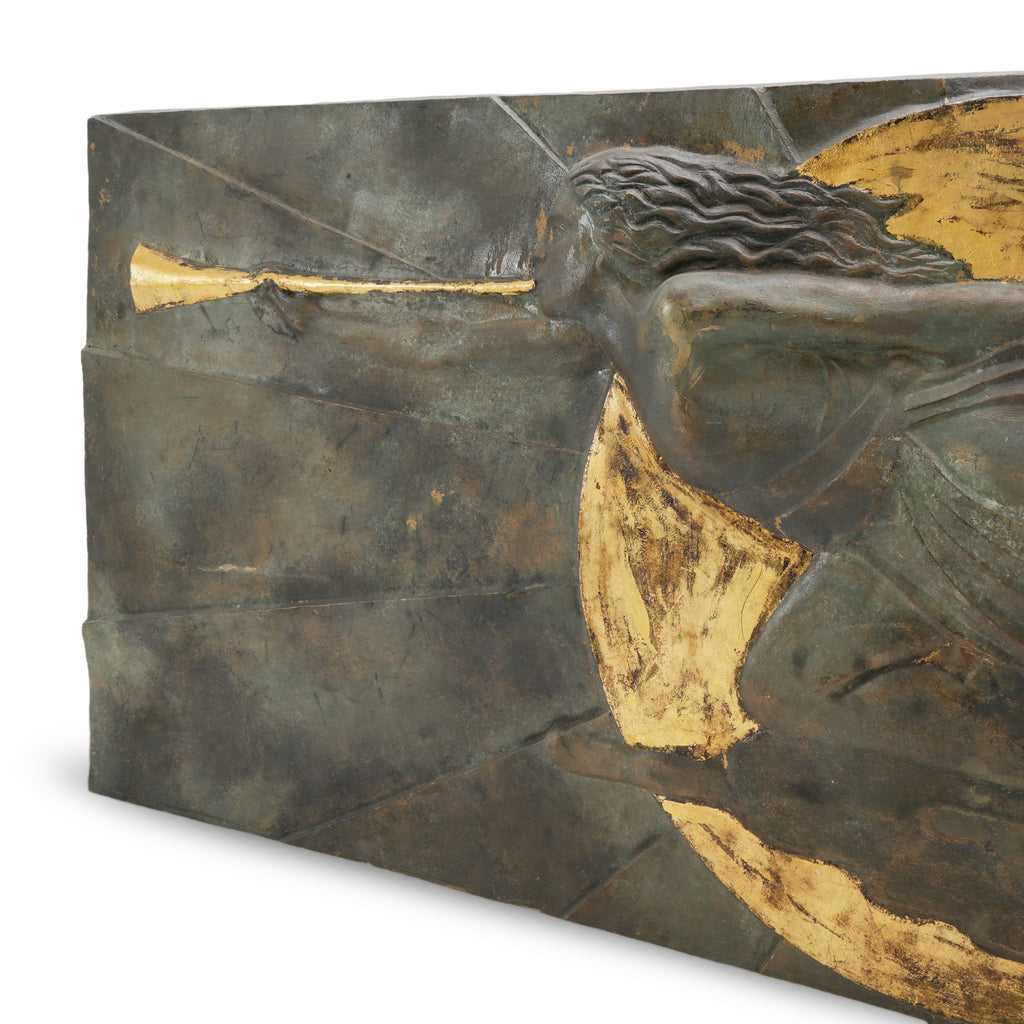 Distressed Bronze & Gold Leaf Art Deco Relief