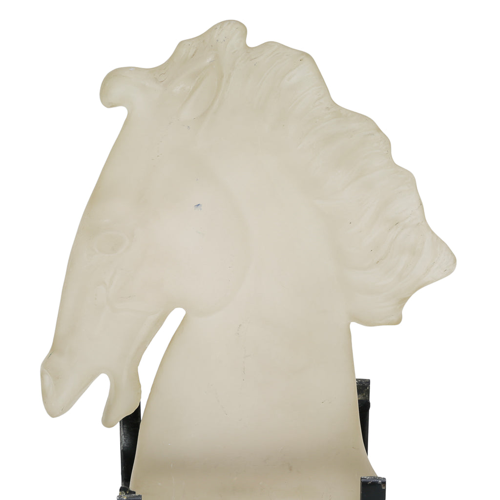 Frosted Glass Horse Head Sculpture