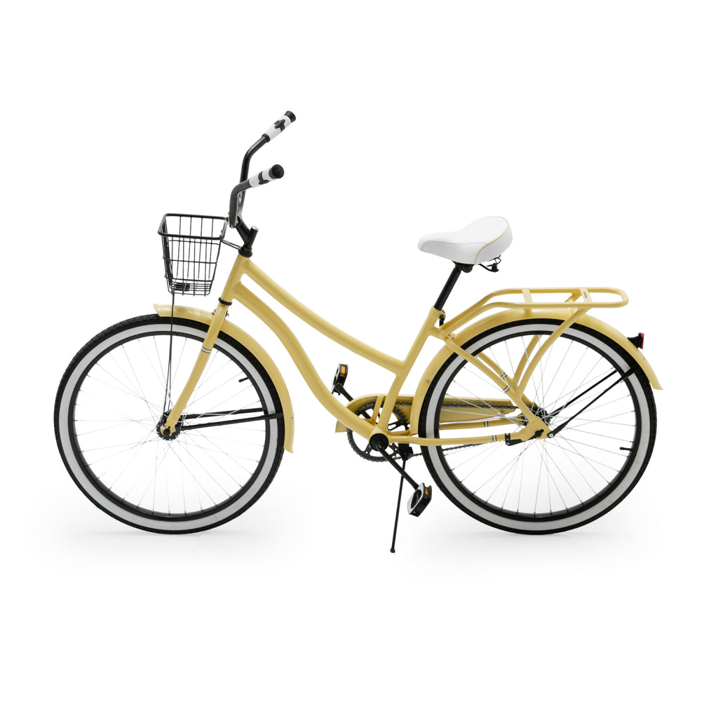 Pale Yellow Metal Cruiser Bicycle