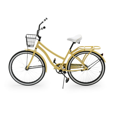 Pale Yellow Metal Cruiser Bicycle
