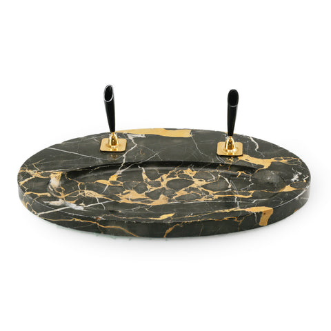 Black and Gold Marble Pen Holder
