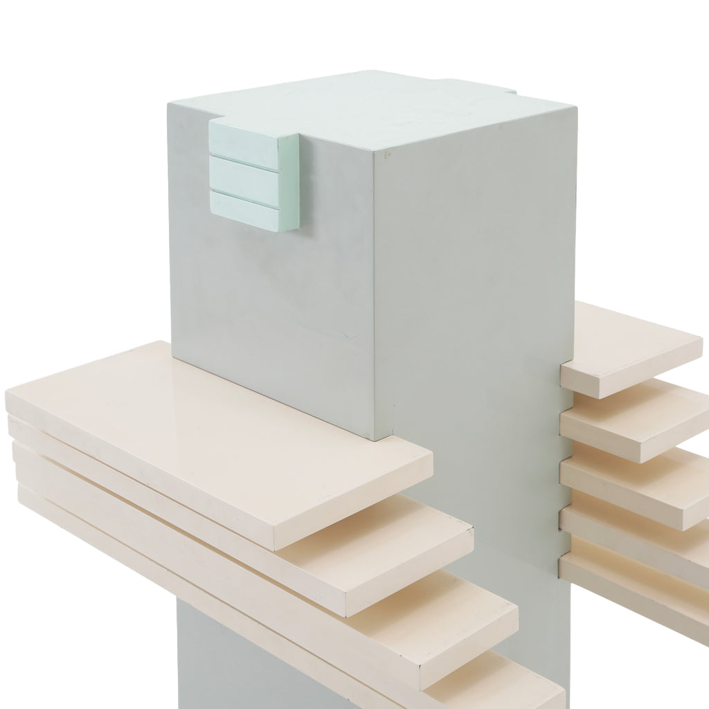 Geometric Layered Mint Green and Gray Pedestal