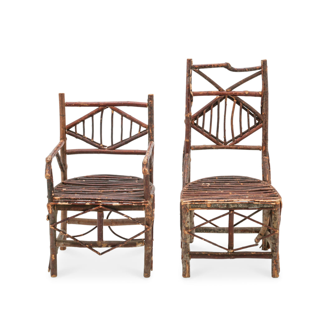 Dark Brown Rustic Twig Armchairs