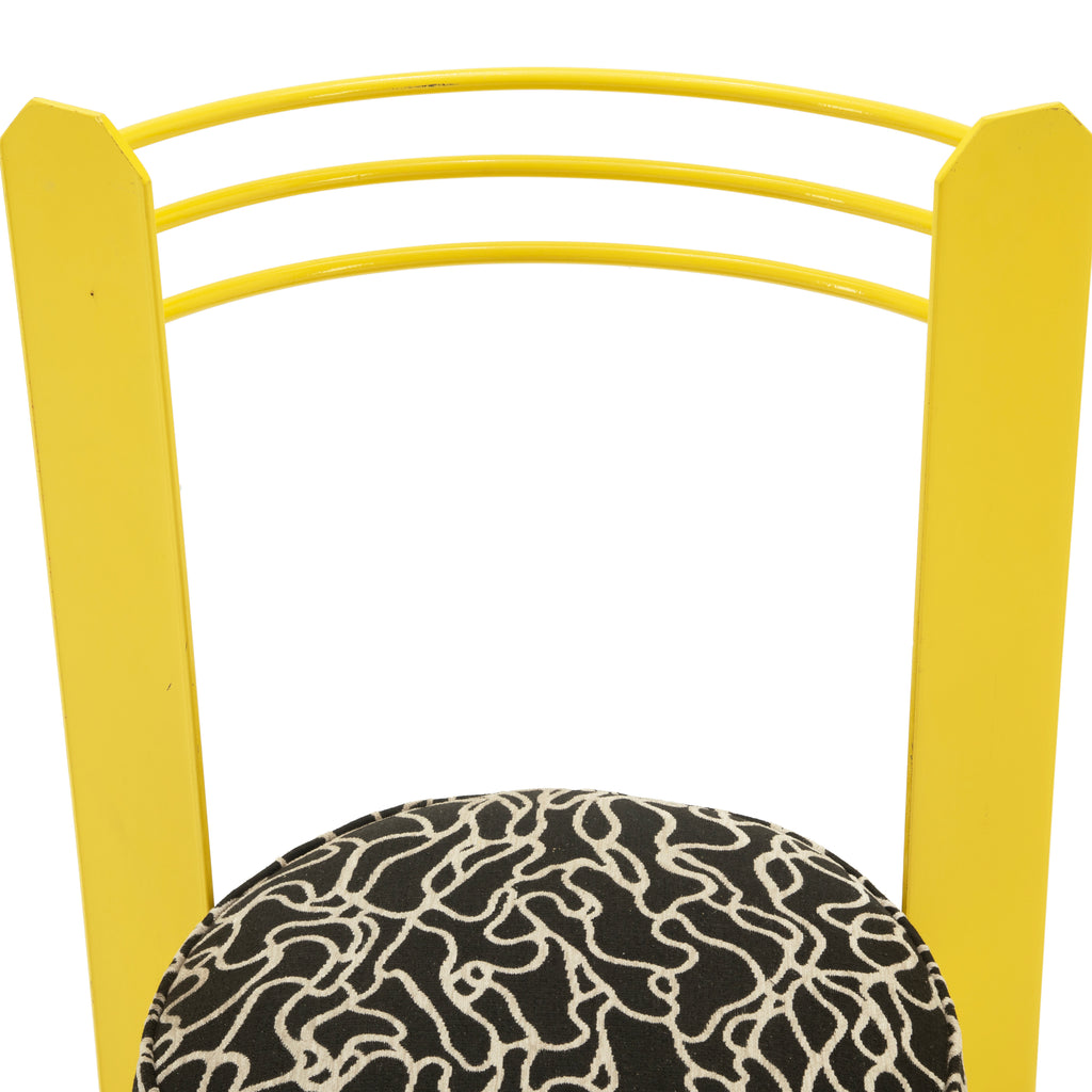 Yellow Metal Dining Chair with Patterned Upholstered Seat