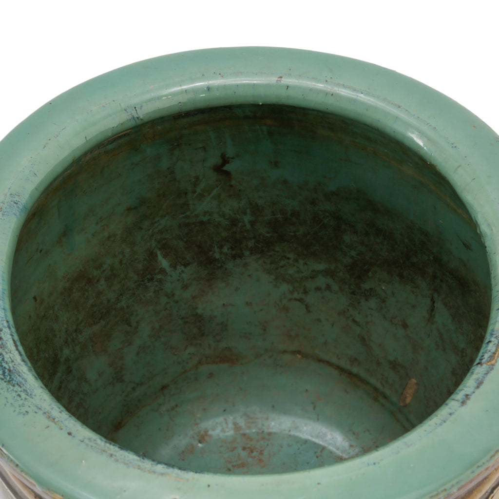 Glazed Planter with Dragon & Bamboo Motif