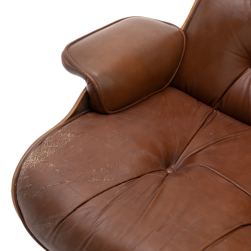 Brown Leather Eames Style Armchair