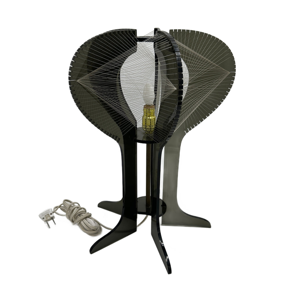 Smoked Gray Acrylic String Art Table Lamp