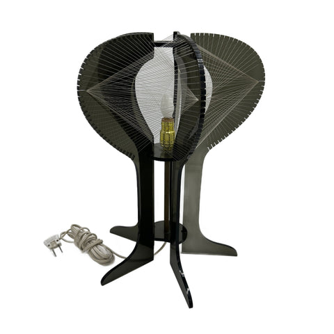 Smoked Gray Acrylic String Art Table Lamp