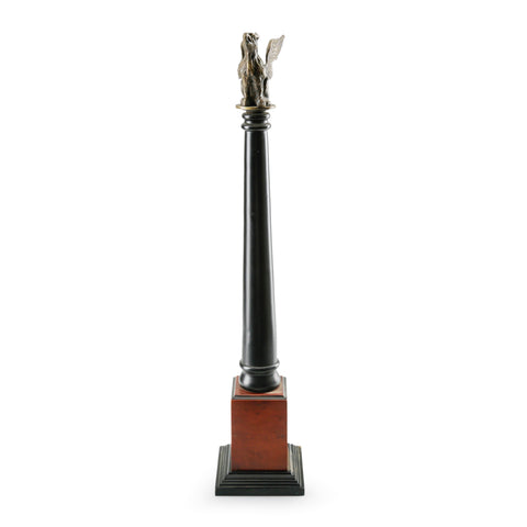 Bronze Griffin Topped Black and Wood Obelisk