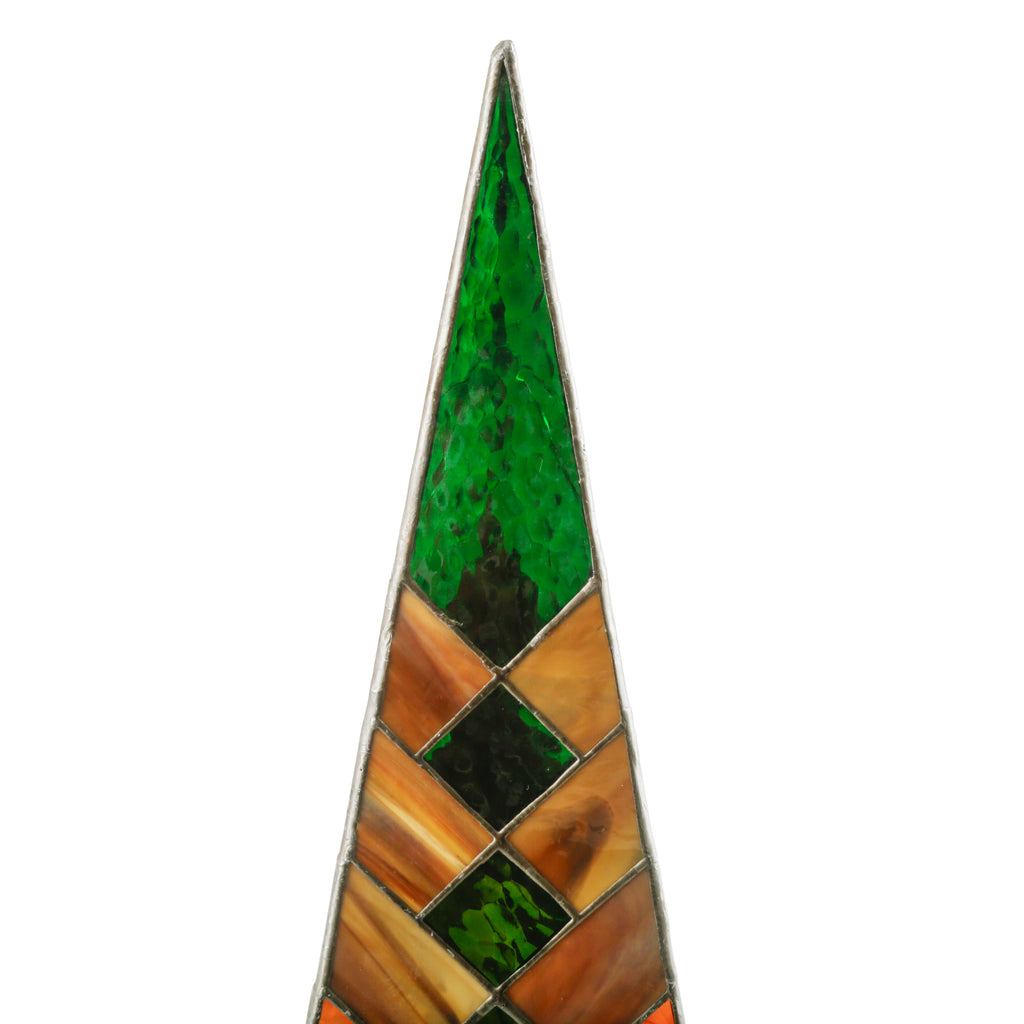 Orange, Green, and Amber Stained Glass Pyramid