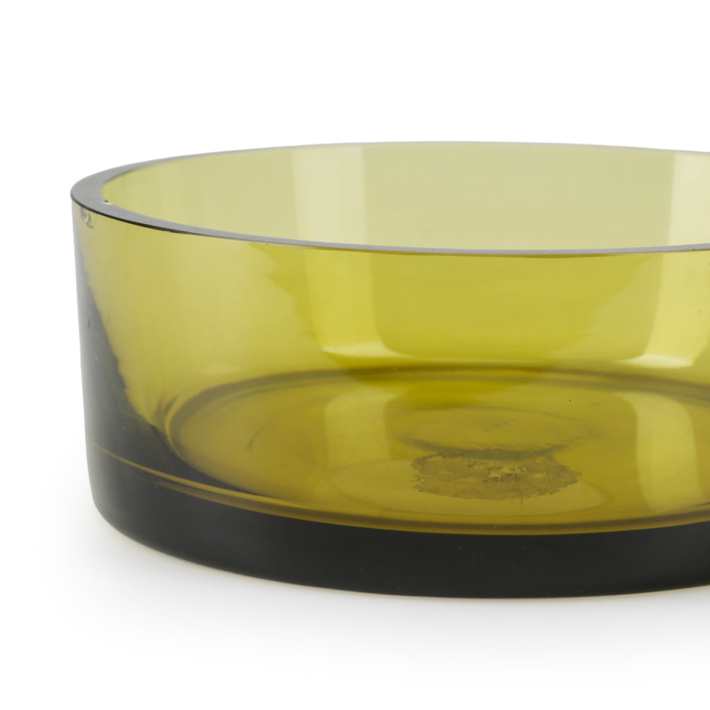 Olive Green Thick-Walled Glass Bowl