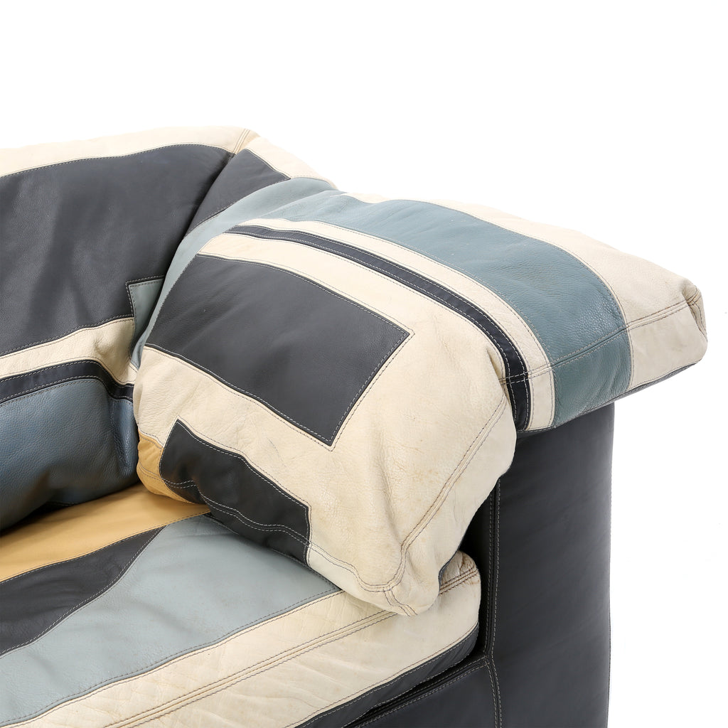 Leather Patchwork Color Block Loveseat