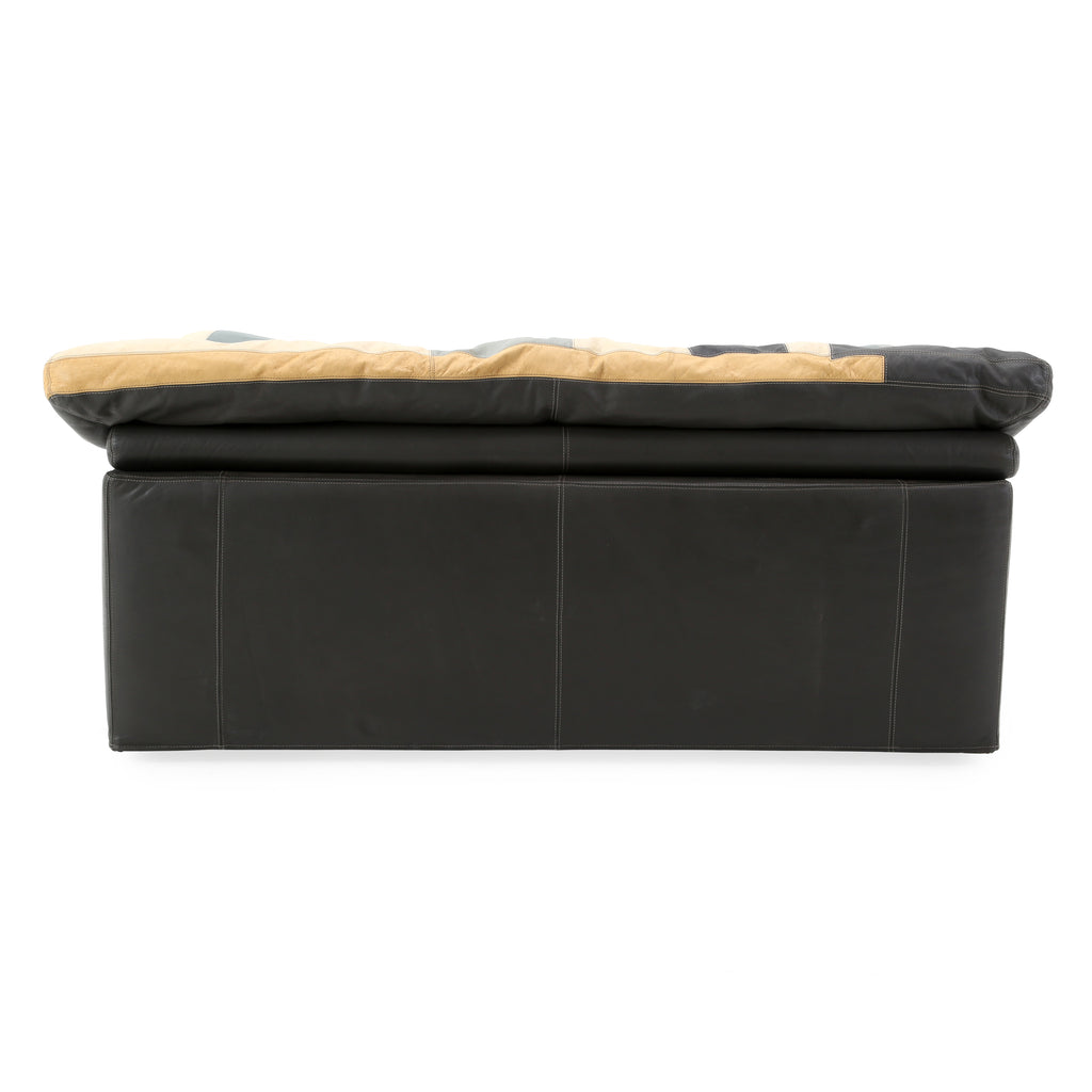 Leather Patchwork Color Block Loveseat
