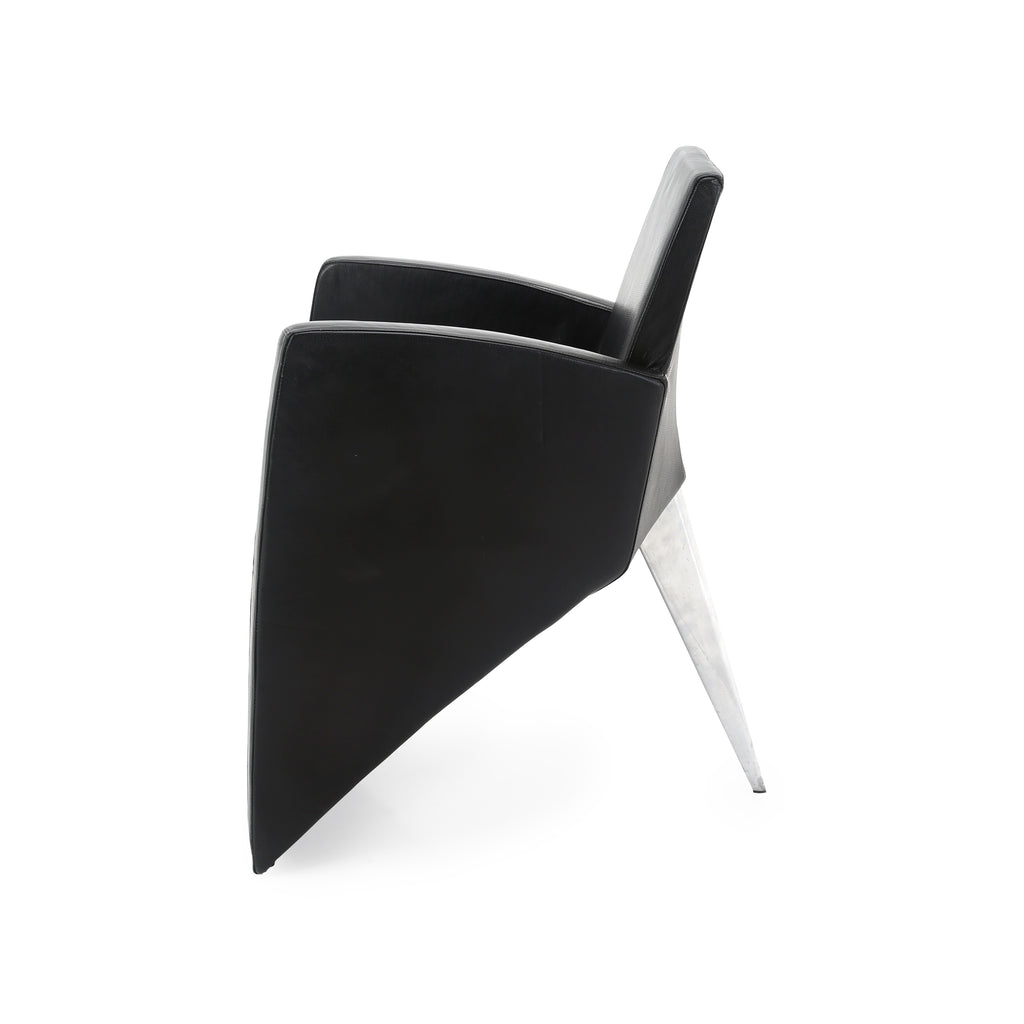 Black J. Serie Lang Leather Armchair