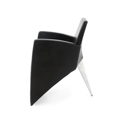 Black J. Serie Lang Leather Armchair