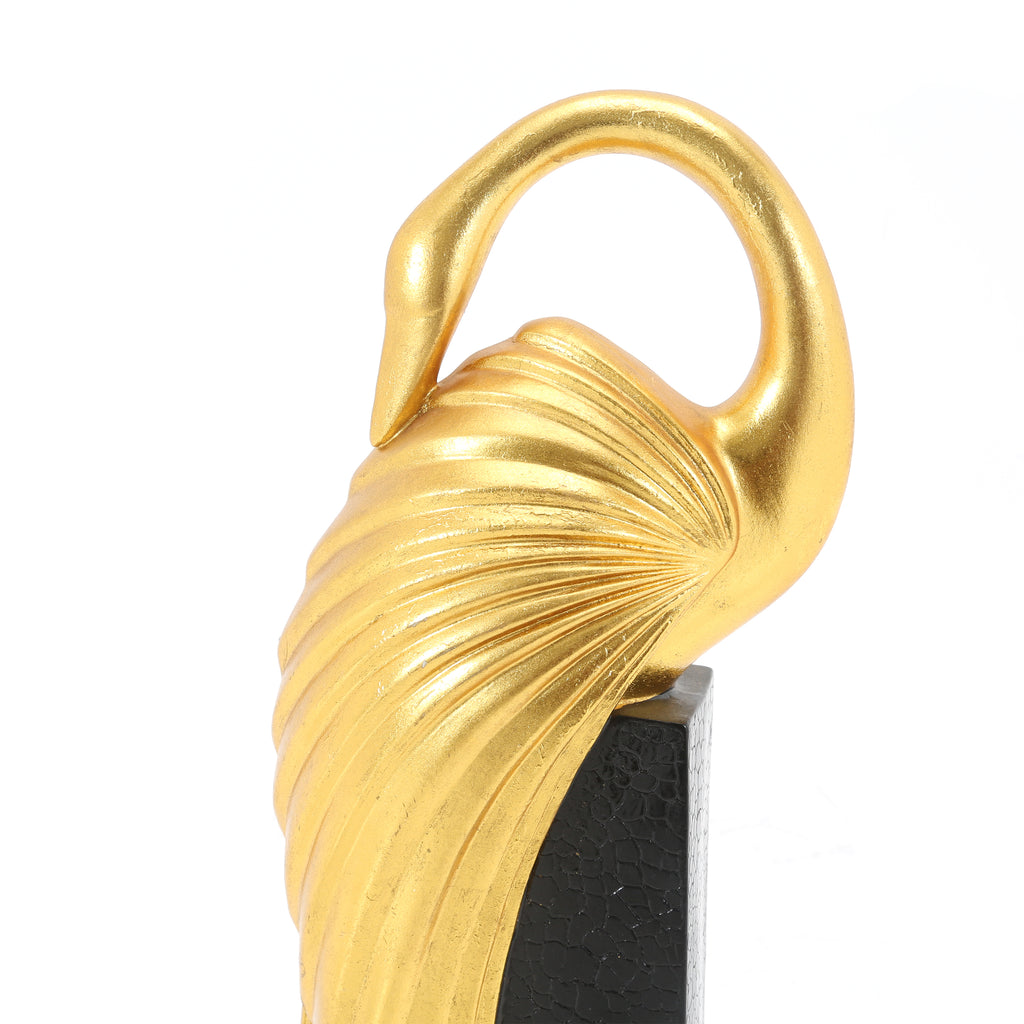 Gold / Black Crane Sculpture on Pedestal