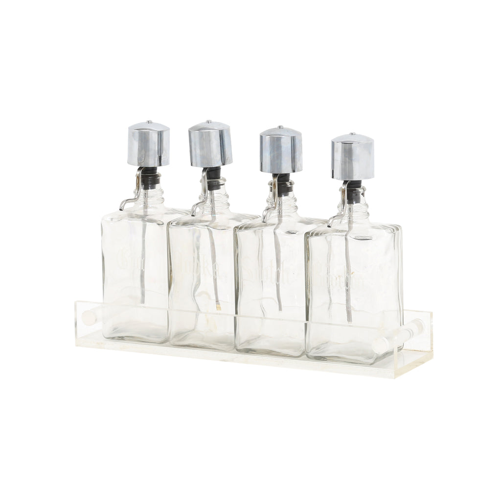 Glass Pump Bottles w/ Lucite Stand
