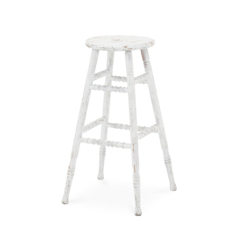 Rustic White Wood Stool
