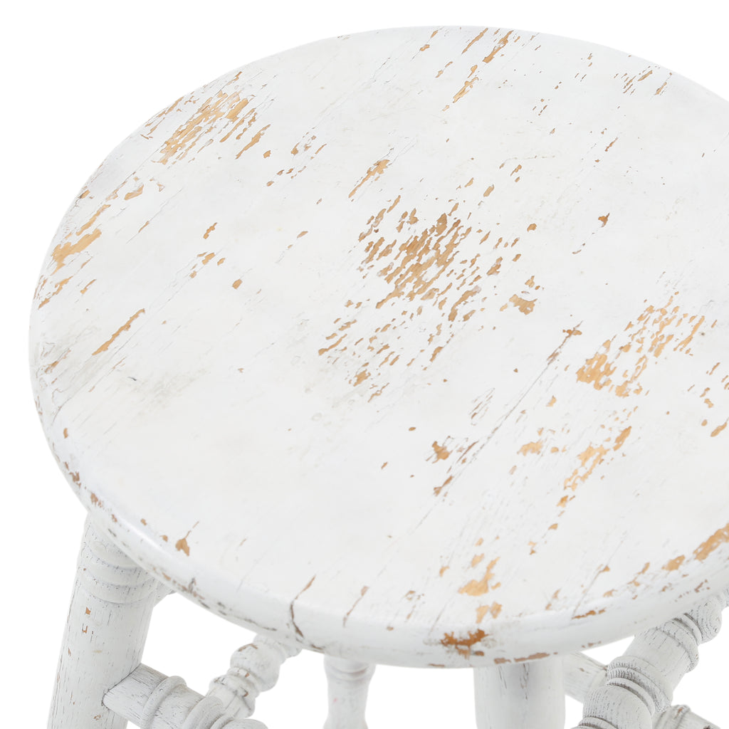 Rustic White Wood Stool