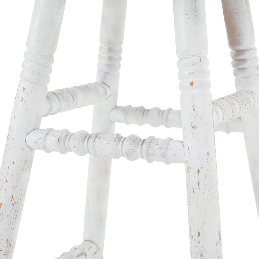 Rustic White Wood Stool