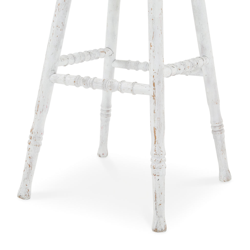 Rustic White Wood Stool