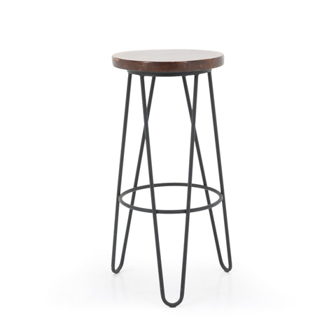 Wood Top Stool w/ Black Metal Base