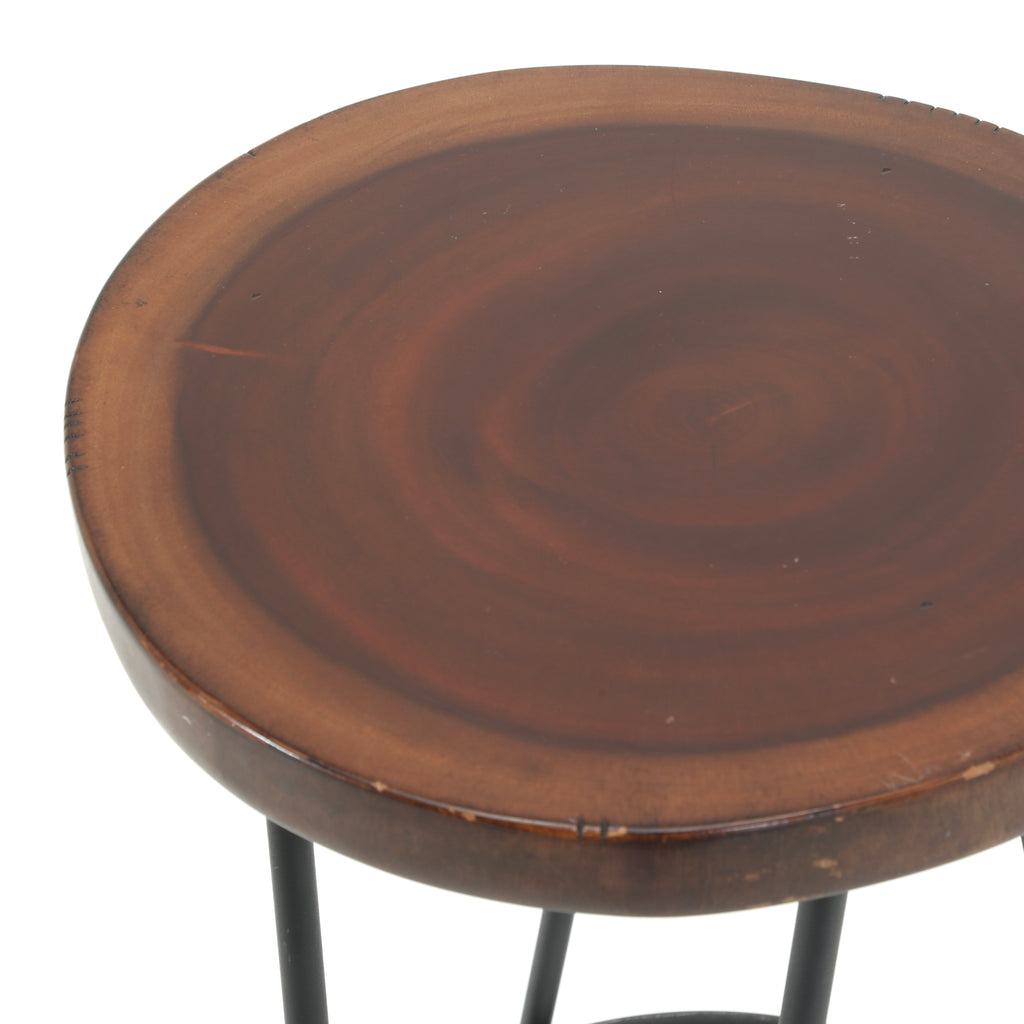 Wood Top Stool w/ Black Metal Base