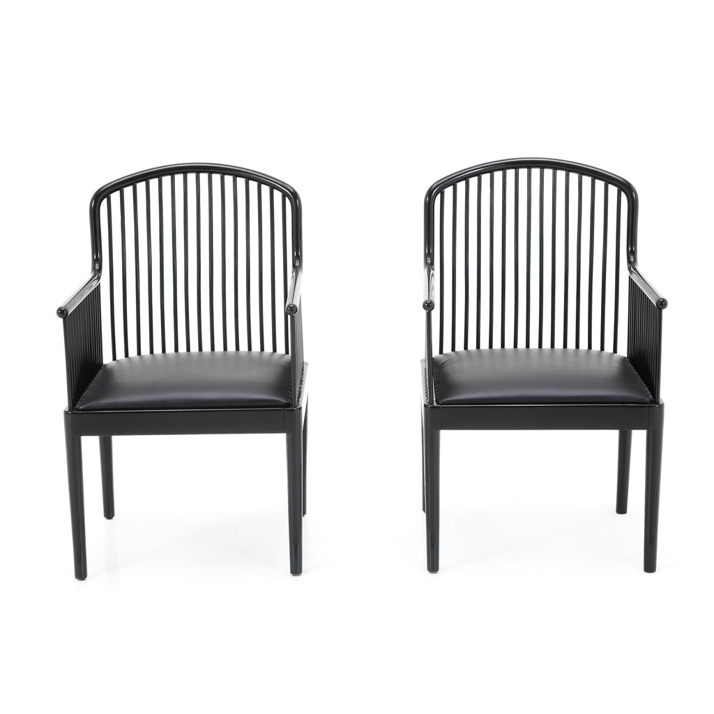 Black Lacquer 'Andover' Wood Armchairs