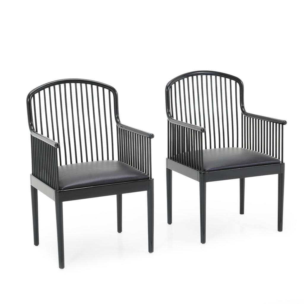 Black Lacquer 'Andover' Wood Armchairs