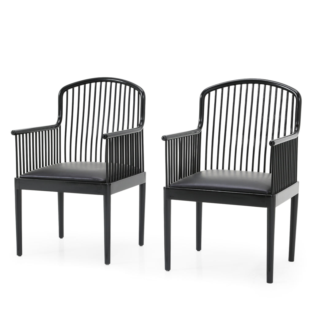 Black Lacquer 'Andover' Wood Armchairs