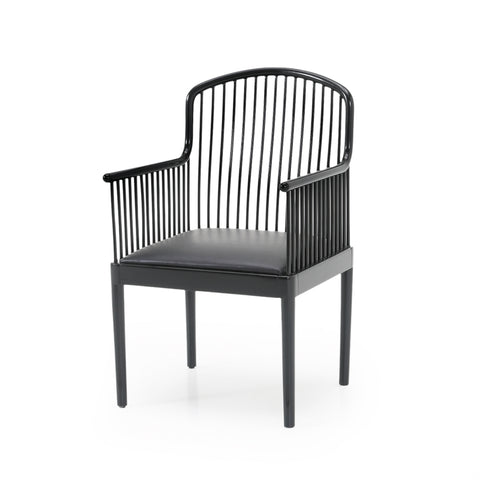 Black Lacquer 'Andover' Wood Armchairs