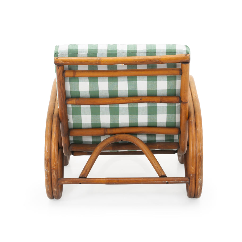 Bamboo Arm Chair With Green Gingham Cushion