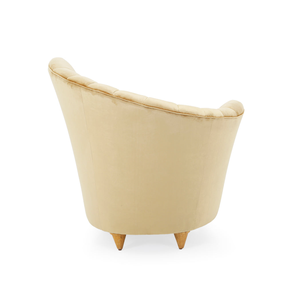 Tan Velvet Deco Fan Chair