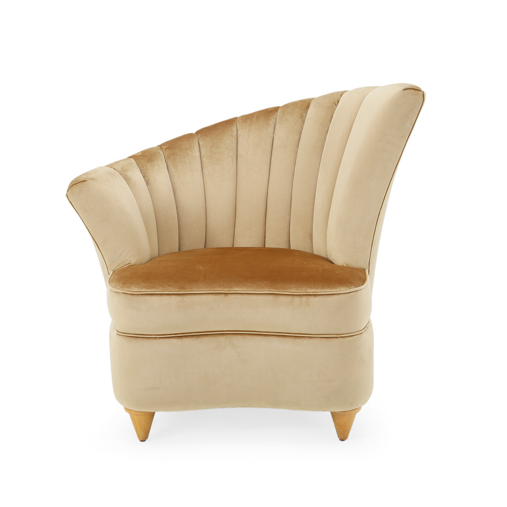 Tan Velvet Deco Fan Chair