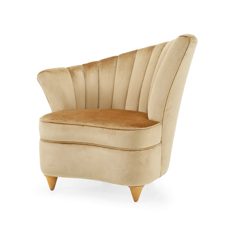 Tan Velvet Deco Fan Chair