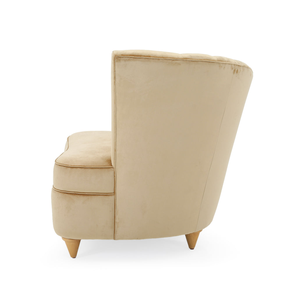 Tan Velvet Deco Fan Chair