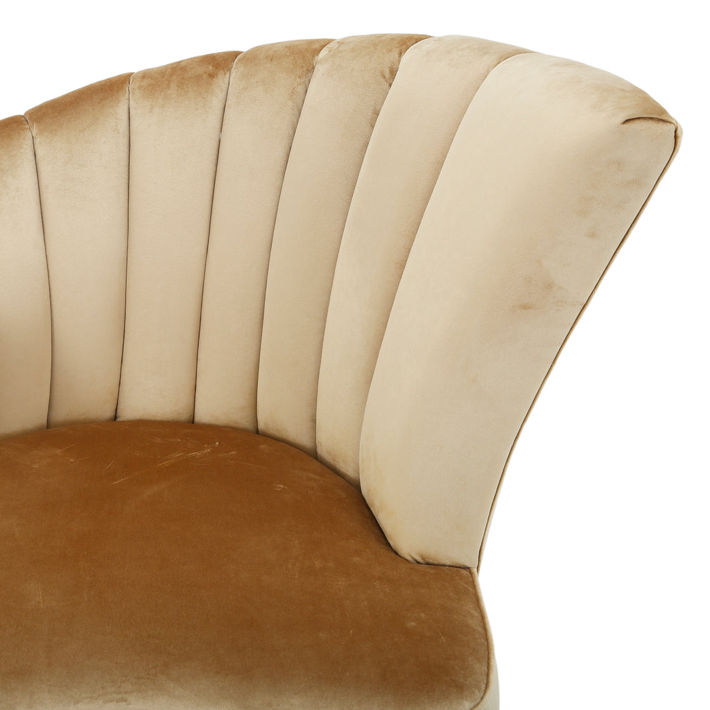 Tan Velvet Deco Fan Chair