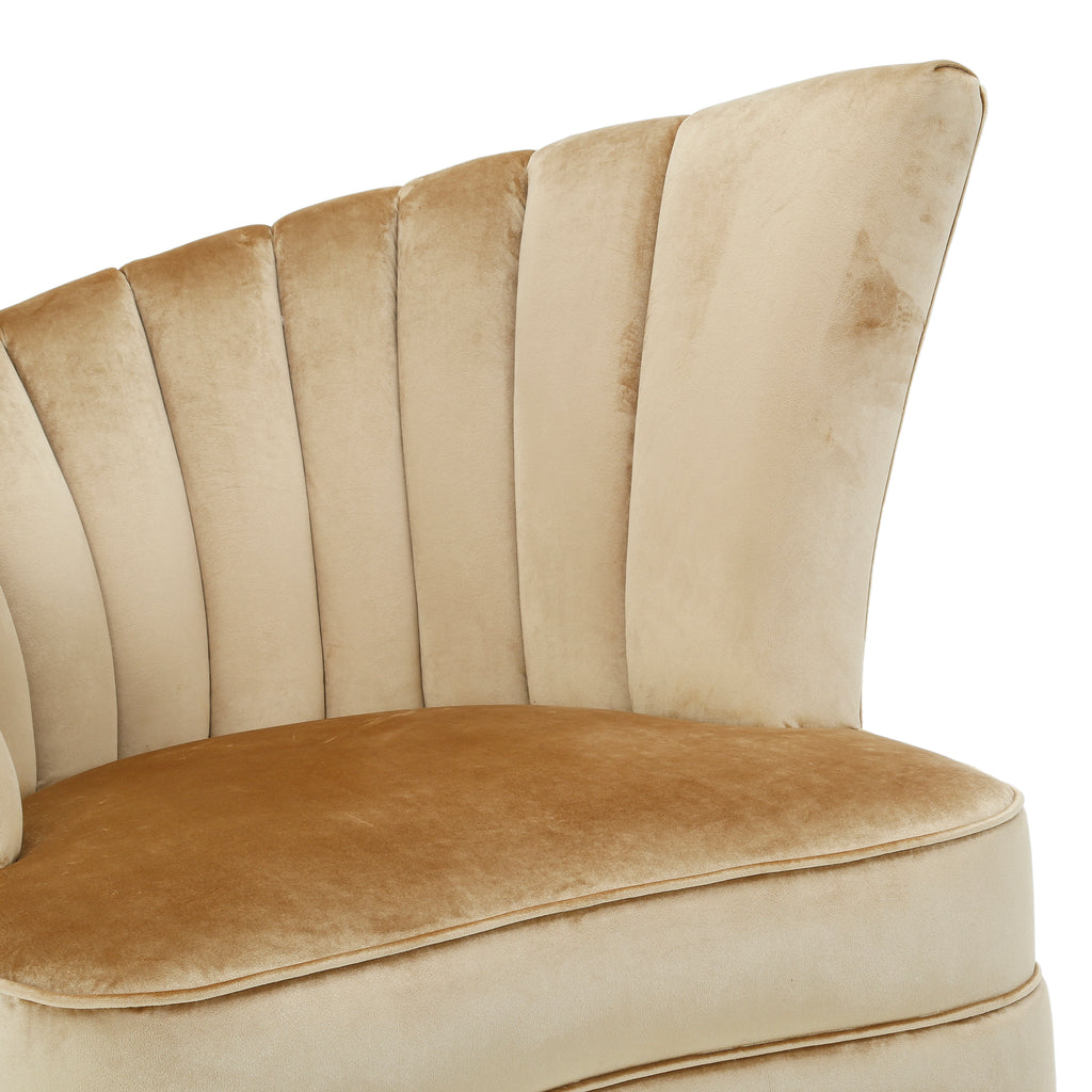 Tan Velvet Deco Fan Chair