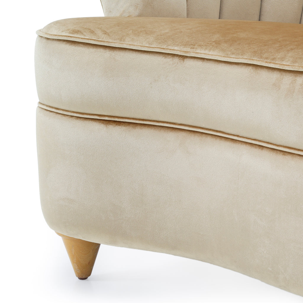 Tan Velvet Deco Fan Chair